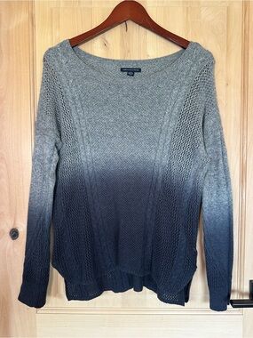 American Eagle Outfitters Gray to Black Ombre Cable Scoop Knit Sweater